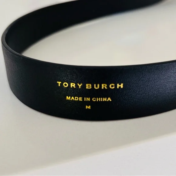 Tory Burch 1” Eleanor Black Leather Belt with Gold Buckle size M - Picture 5 of 8